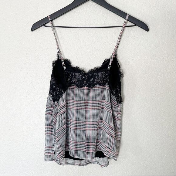 Abercrombie & Fitch Womens Lace Trim Tank Top Grunge Punk Houndstooth‎ Y2K XS - Picture 5 of 8